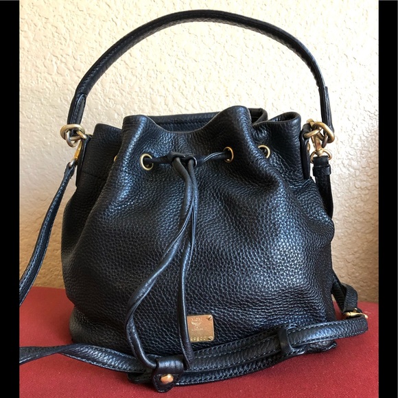 MCM Handbags - MCM Black Leather Bucket Bag
